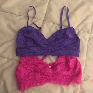 Bralettes 1 purple 1 pink size small